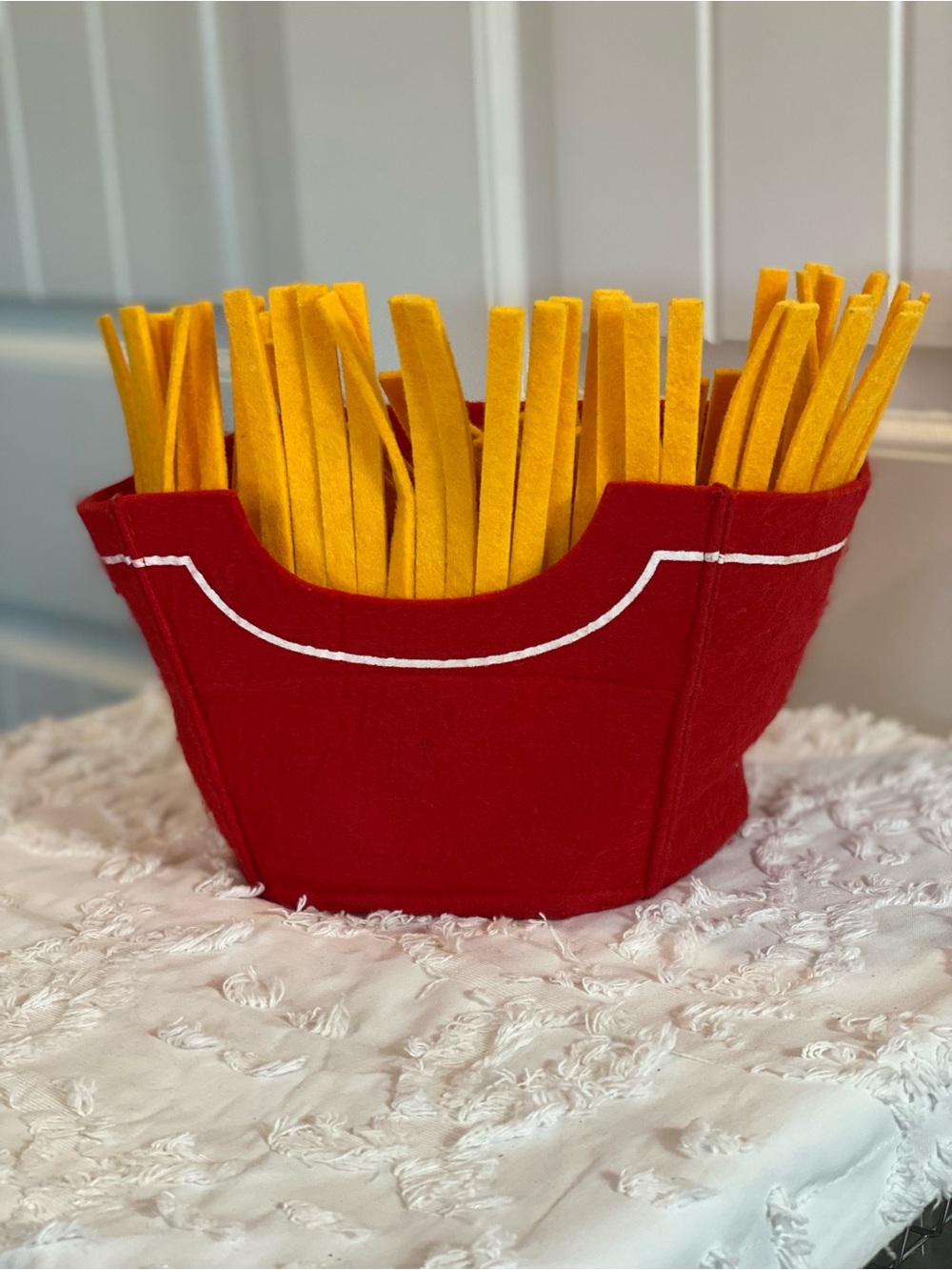 Red Felt Fry Hat with Yellow Fringe - Picture 2 of 12